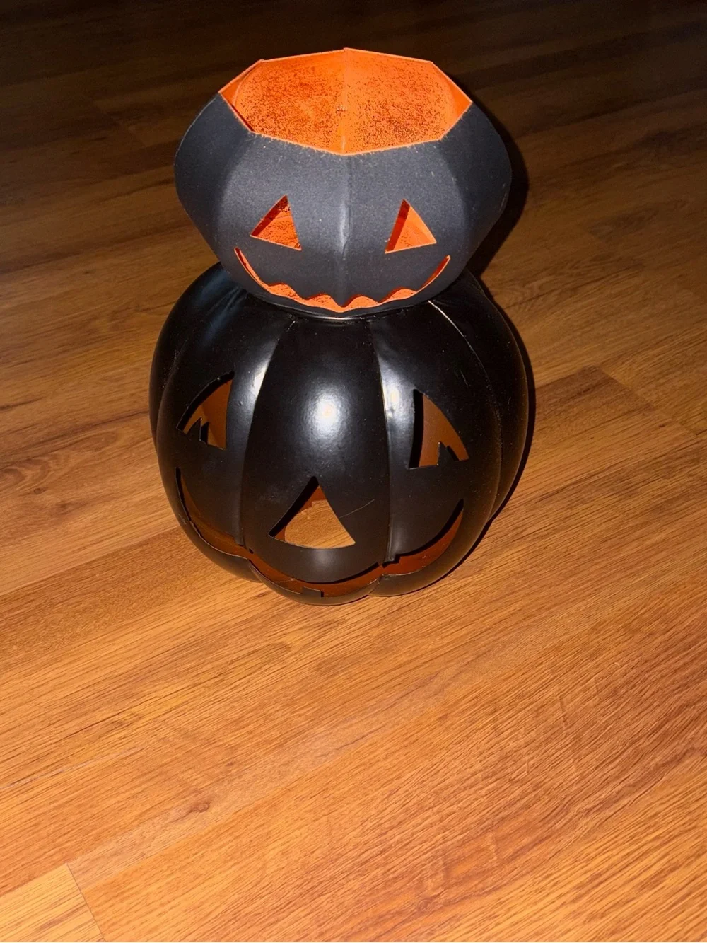 Halloween Jack-O'-Lantern Double Stack Candle Holder - Black & Orange